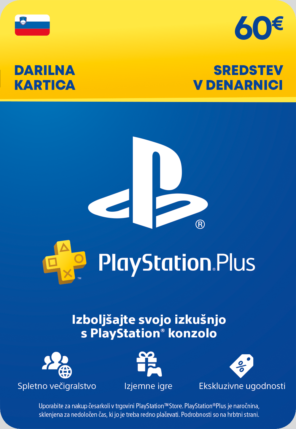 Sony PlayStation Store in Plus Branded 60 EUR (SI) PSN Key SLOVENIA
